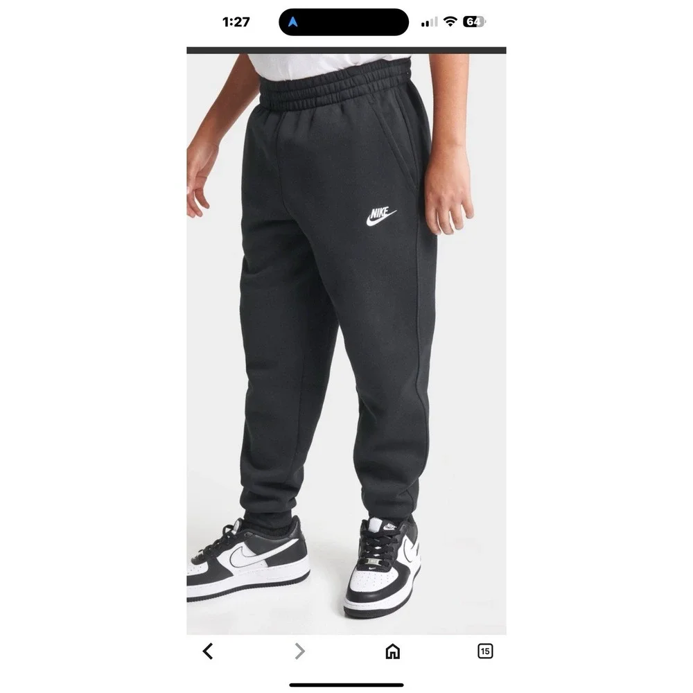 Nike Unisex Kids Pants Size‎ Large 2 Black Sweatpants Cotton Blend Black